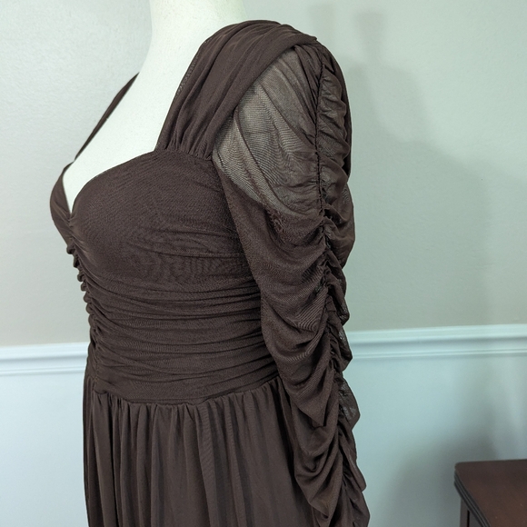 Eloquii Brown Sheer Sleeve Dress - Picture 6 of 9